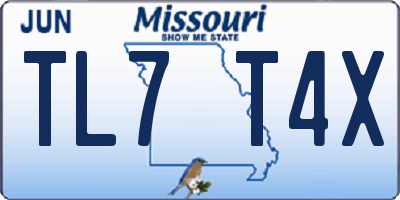 MO license plate TL7T4X