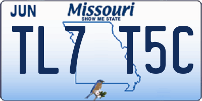 MO license plate TL7T5C