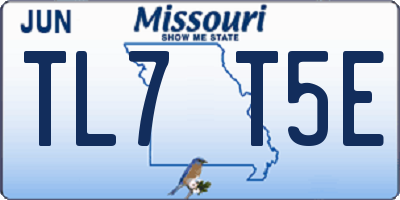 MO license plate TL7T5E