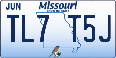 MO license plate TL7T5J