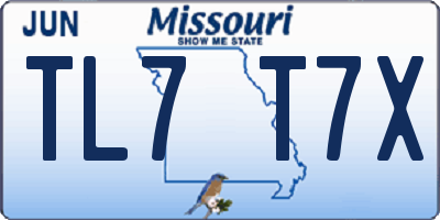 MO license plate TL7T7X