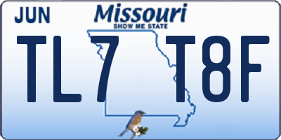 MO license plate TL7T8F