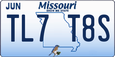 MO license plate TL7T8S