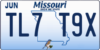 MO license plate TL7T9X