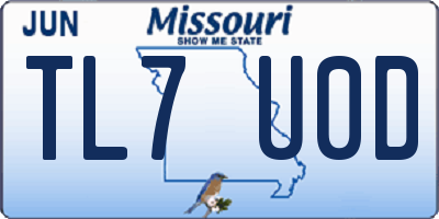 MO license plate TL7U0D
