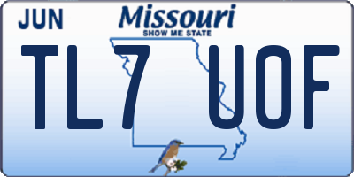 MO license plate TL7U0F