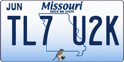 MO license plate TL7U2K