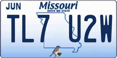 MO license plate TL7U2W