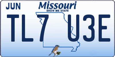 MO license plate TL7U3E