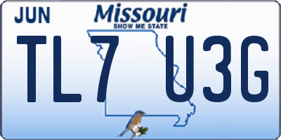 MO license plate TL7U3G