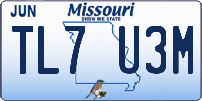 MO license plate TL7U3M