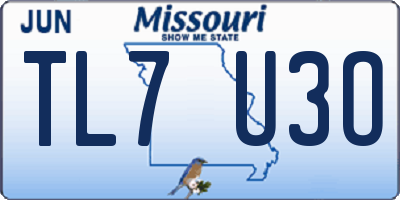 MO license plate TL7U3O