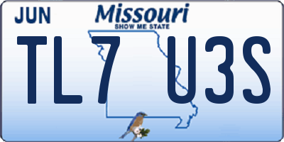 MO license plate TL7U3S