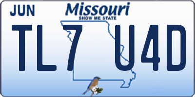 MO license plate TL7U4D