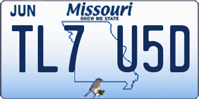 MO license plate TL7U5D