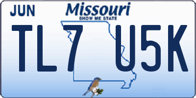 MO license plate TL7U5K