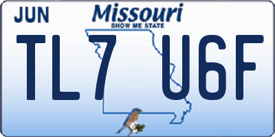 MO license plate TL7U6F