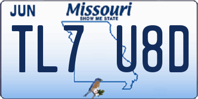 MO license plate TL7U8D