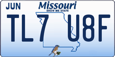MO license plate TL7U8F