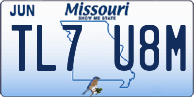 MO license plate TL7U8M