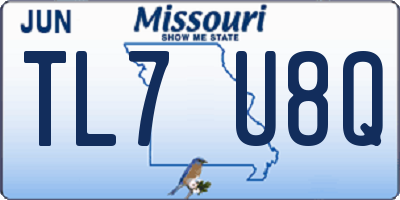 MO license plate TL7U8Q
