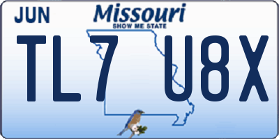 MO license plate TL7U8X