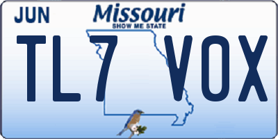MO license plate TL7V0X
