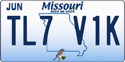 MO license plate TL7V1K