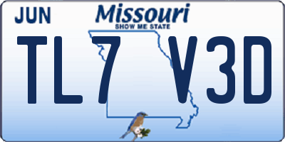 MO license plate TL7V3D