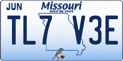 MO license plate TL7V3E