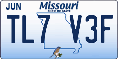 MO license plate TL7V3F