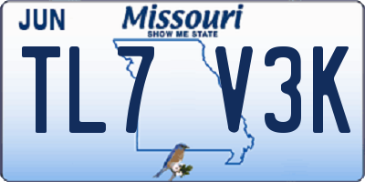 MO license plate TL7V3K
