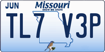 MO license plate TL7V3P