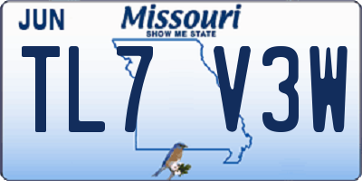 MO license plate TL7V3W