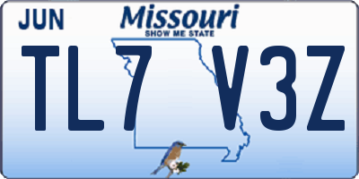 MO license plate TL7V3Z