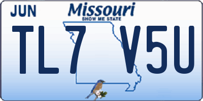 MO license plate TL7V5U