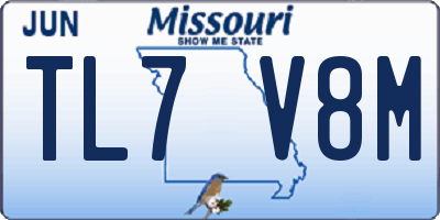 MO license plate TL7V8M
