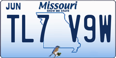 MO license plate TL7V9W
