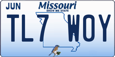 MO license plate TL7W0Y