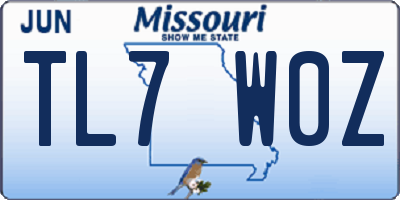 MO license plate TL7W0Z