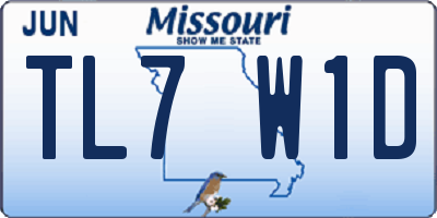 MO license plate TL7W1D