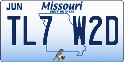 MO license plate TL7W2D