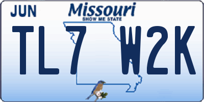 MO license plate TL7W2K