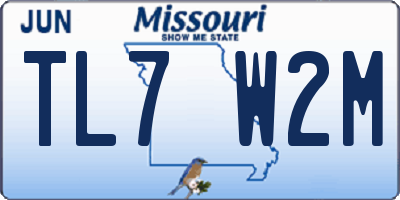 MO license plate TL7W2M
