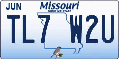MO license plate TL7W2U