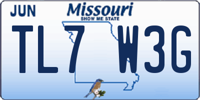 MO license plate TL7W3G