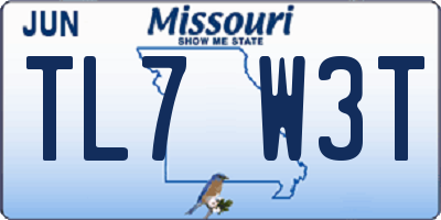MO license plate TL7W3T
