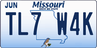 MO license plate TL7W4K