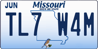 MO license plate TL7W4M