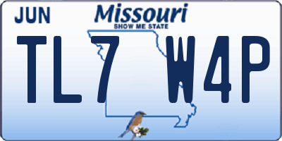 MO license plate TL7W4P